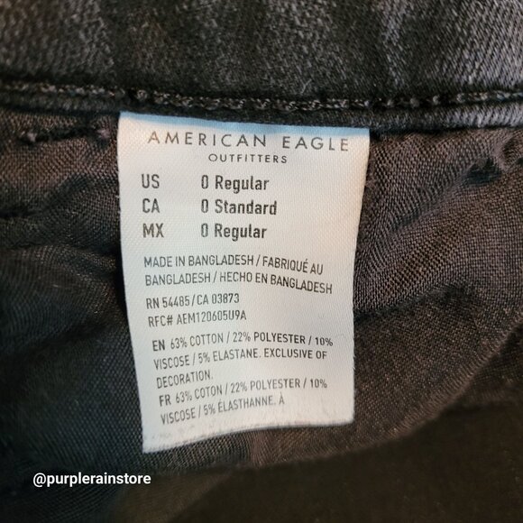 American Eagle Jeans 0 R Dream Jegging Curvy Hi Rise Crop Button Fly Black Wash - Picture 6 of 12